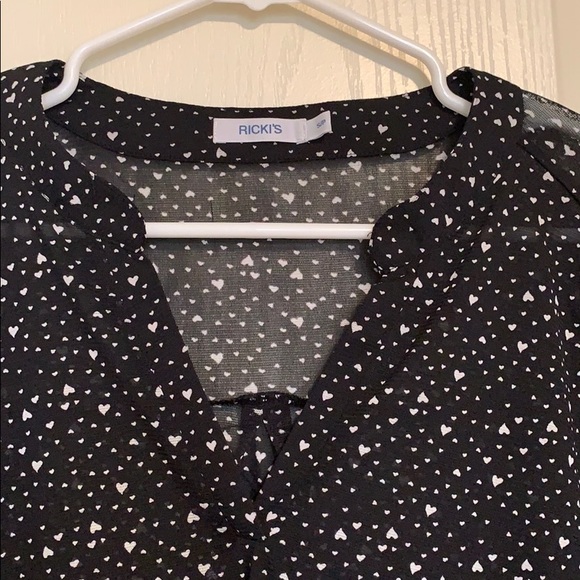 Sheer Black Heart Print Blouse - Picture 4 of 10